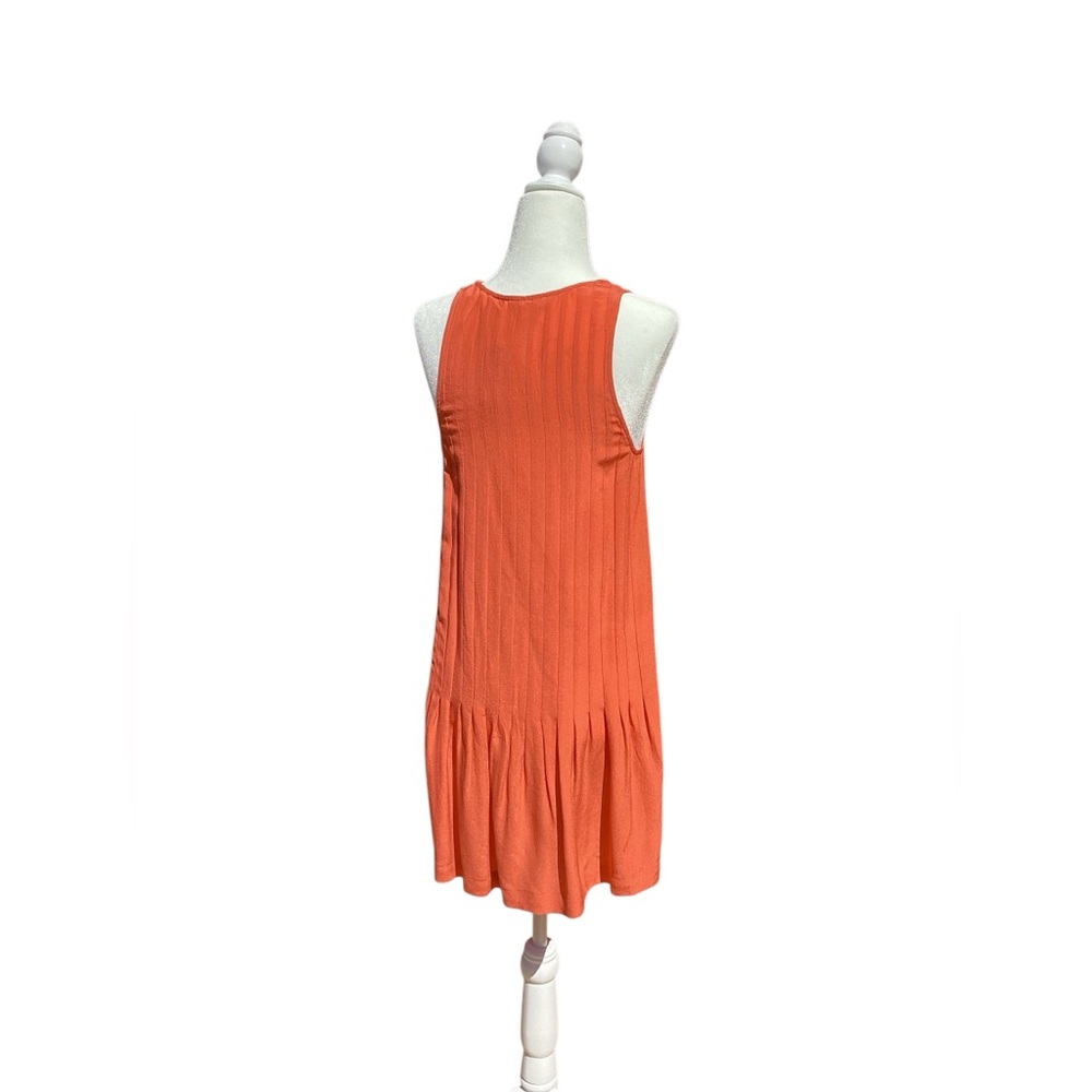 Joie 100% Silk Pleated Orange drop waist dress. - Picture 4 of 12